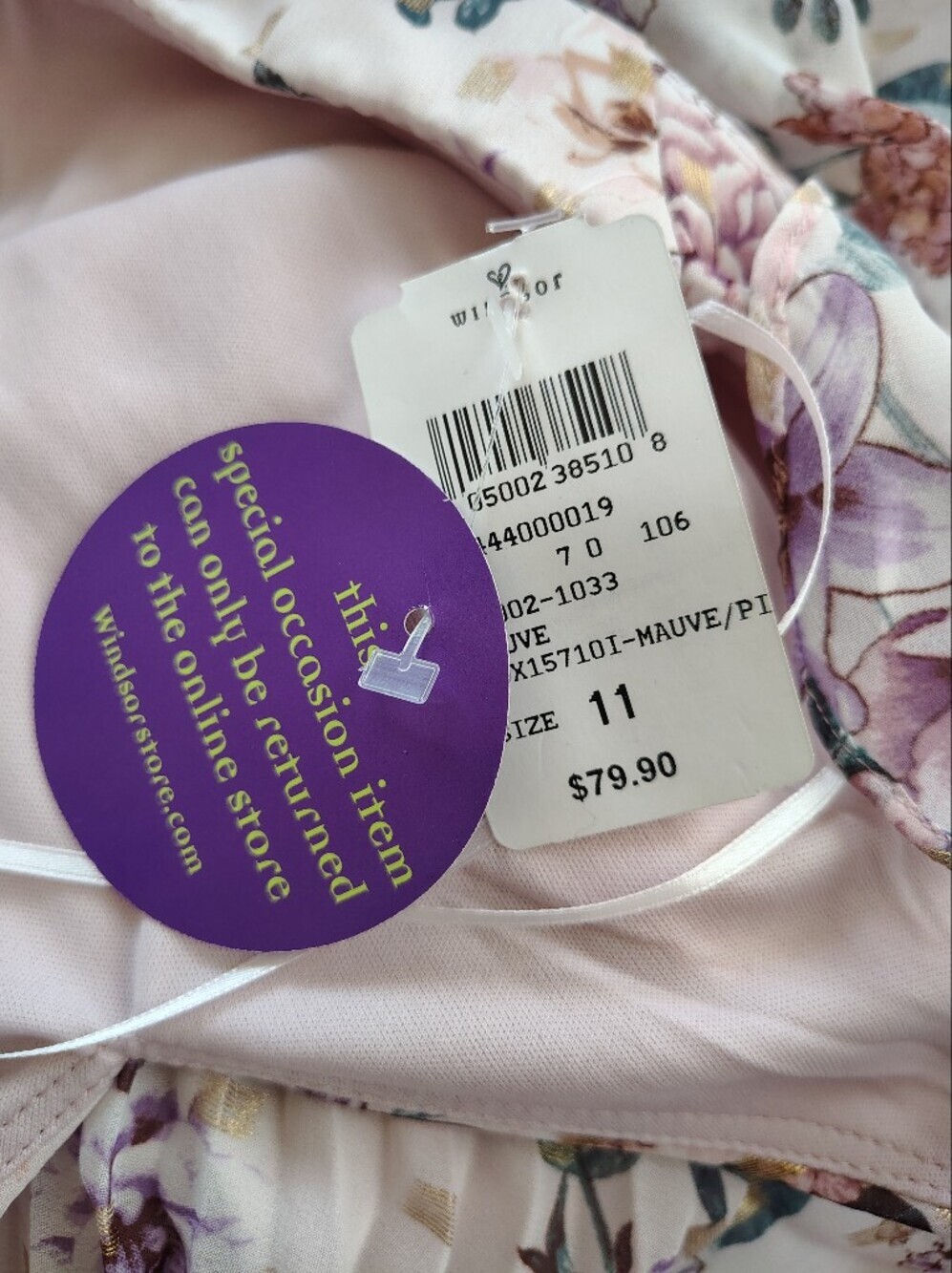 Crystal Doll Lavender Floral Pleated Maxi Dress Size 11. - Picture 10 of 13